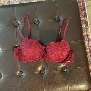 VS Pink Maroon Lace Push-up Bra